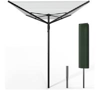 vounot® Etendoir à Linge Extérieur Rotatif 4 Bras Séchoir Parapluie Grande Surface D'Étendage 45M Séchoir à Linge avec Housse de Protection Piquet de Sol Noir Gris