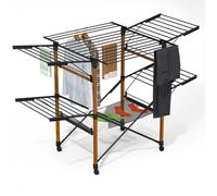 VOUNOT® Étendoir à linge pliable avec maille - séchoir mobile extensible - 173x94x123cm - style bois noir