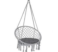 VOUNOT® Fauteuil Suspendu à Franges avec Coussins de Siège Confortables Ø80cm Chaise Balançoires pour Intérieur et Extérieur Siège Suspendu Gris Foncé
