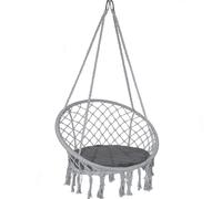 VOUNOT Fauteuil suspendu avec coussin rond gris