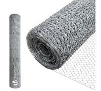 VOUNOT® Grillage à poule - Acier galvanisé - Maille 13mm - 1x25M - Filet de clôture pour poulailler