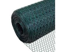 VOUNOT Grillage a poule avec fils 13mm en PVC gaine vert 1x25M