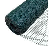 VOUNOT Grillage a poule avec fils 25mm en PVC gaine vert 1x25M