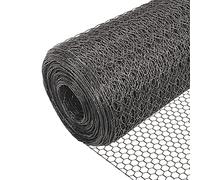 VOUNOT Grillage a Poule en PVC Gaine Gris 1x25m Maille 13mm Hexagonal Triple Torsion Clôture Résistant Poulailler Jardin Grillage pour Élevage Volaille, Filet résistant aux Intempérie Gris