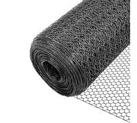VOUNOT Grillage a Poule en PVC Gaine Gris 1x50m Maille 13mm Hexagonal Triple Torsion Clôture Résistant Poulailler Jardin Grillage pour Élevage Volaille, Filet résistant aux Intempérie Gris