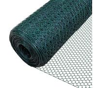 VOUNOT® Grillage a Poule en PVC Gaine Vert 1x25m Maille 25mm Hexagonal Triple Torsion Clôture Résistant Poulailler Jardin Grillage pour Élevage Volaille, Clôtures résistant aux Intempérie Vert