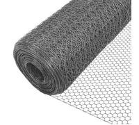 Grillage a poule avec fils 13mm en PVC gaine gris 1x25M
