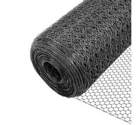 VOUNOT® Grillage a Poule en PVC Gaine Gris 1x50m Maille 25mm Hexagonal Triple Torsion Clôture Résistant Poulailler Jardin Grillage pour Élevage Volaille, Filet résistant aux Intempérie Gris