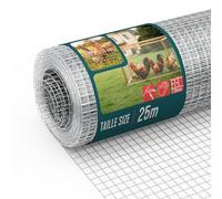 VOUNOT® Grillage Soudé Galvanisé Rouleau 1x25m Maille 13 mm Fil 0.7 mm Treillis et Clôture Métallique pour Jardin Petits Animaux et Poulailler