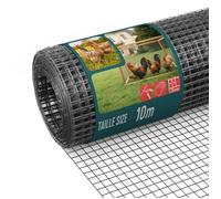 VOUNOT® Grillage Soudé Plastifié PVC Rouleau 0.5x10m Maille 25 mm Fil 1 mm Treillis et Clôture Métallique pour Jardin Petits Animaux et Poulailler Gris