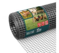 VOUNOT® Grillage Soudé Plastifié PVC Rouleau 1x10m Maille 25 mm Fil 1 mm Treillis et Clôture Métallique pour Jardin Petits Animaux et Poulailler Gris