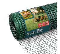 VOUNOT® Grillage Soudé Plastifié PVC Rouleau 1x25m Maille 13 mm Fil 0.8 mm Treillis et Clôture Métallique pour Jardin Petits Animaux et Poulailler Vert