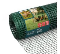 VOUNOT® Grillage Soudé Plastifié PVC Rouleau 1x25m Maille 25 mm Fil 1 mm Treillis et Clôture Métallique pour Jardin Petits Animaux et Poulailler Vert