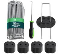 VOUNOT® Kit 150 Agrafes Jardin en U 150x30mm avec 75 Rondelles de Fixation