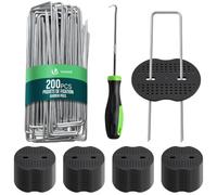 VOUNOT® Kit 200 Agrafes Jardin en U 150x30mm avec 100 Rondelles de Fixation | Métal Galvanisé, Diamètre 3 mm , Kit Complet avec Plaques de Fixation et Crochet, pour Toile Paillage Bâche Gazon Artificiel