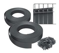 Canisse brande brise vent et brise vue Vounot Kit de lamelles occultantes PVC brise vue 150m x 4.7cm avec 300 clips Gris