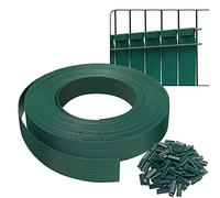 VOUNOT® Kit de lamelles Occultantes PVC 75m x 4.7cm 150 Clips Brise Vue de Qualité Bandes de Protection pour Panneau Grillagé Clôtures Rigides Vert