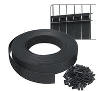 Kit de lamelles occultantes PVC brise vue 75m x 4.7cm avec 150 clips Noir