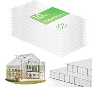 VOUNOT Lot de 10 plaques de polycarbonate 6 mm 60,5 x 121 cm 7,3 m² résistantes aux rayons UV et aux chocs, plaques alvéolaires transparentes pour serre, toit, jardin et garage