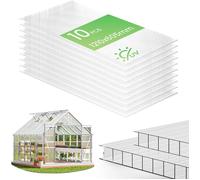 VOUNOT® Lot de 10 Plaques Polycarbonate Alvéolaire 6mm Plaques Polycarbonate Double Paroi 60.5x121cm Transparentes Résistantes UV Plaques Alvéolaires pour Serre Jardin Abri Bricolage Terrasse