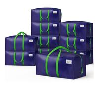 VOUNOT® Lot de 10 Sacs de Déménagement Pliables Grand Format Sacs de Rangement avec Poignées Solides et Bretelles de Sac à Dos Alternative aux Cartons Traditionnels Bleu