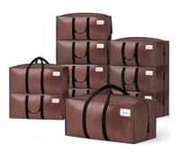 VOUNOT® Lot de 10 Sacs de Déménagement Pliables Grand Format Sacs de Rangement avec Poignées Solides et Bretelles de Sac à Dos Alternative aux Cartons Traditionnels Marron