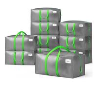 VOUNOT® Lot de 10 Sacs de Déménagement Pliables Grand Format Sacs de Rangement avec Poignées Solides et Bretelles de Sac à Dos Alternative aux Cartons Traditionnels Gris