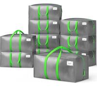 VOUNOT® Lot de 10 Sacs de Déménagement Pliables Grand Format Sacs de Rangement avec Poignées Solides et Bretelles de Sac à Dos Alternative aux Cartons Traditionnels Gris
