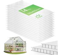 VOUNOT® Lot de 14 Plaques Polycarbonate Alvéolaire 4mm Plaques Polycarbonate Double Paroi 60.5x121cm Transparentes Résistantes UV Plaques Alvéolaires pour Serre Jardin Abri Bricolage Terrasse
