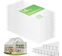 VOUNOT® Lot de 14 Plaques Polycarbonate Alvéolaire 4mm Plaques Polycarbonate Double Paroi 60.5x121cm Transparentes Résistantes UV Plaques Alvéolaires pour Serre Jardin Abri Bricolage Terrasse