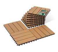 vounot® Lot de 16 Dalles Clipsables WPC 30x30 cm Caillebotis de Terrasse Antidérapants et Drainants Dalles de Sol Découpables Résistantes à l’Eau pour Balcon Jardin Patio Piscine Couleur Bois