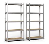 vounot® Lot de 2 Étagère de Rangement 70x30x150cm en Acier Galvanisé à 5 Niveaux Etagère Charge Lourde Tablette Ajustable Charge Max 875kg Idéal pour Rangement de Garage Atelier Cuisine