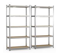 vounot® Lot de 2 Étagère de Rangement Renforcées en Acier Galvanisé à 5 Niveaux 180x90x40cm Etagère Charge Lourde et Robuste Tablette Ajustable Charge Max 1250kg Idéal pour Garage