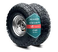 VOUNOT® Lot de 2 Roue Gonflable 3.5-4 Roue de Brouette 260x85mm avec Chambre à Air Alésage de 16 mm avec Roulements à Billes pour Diable Chariot et Remorque de Jardin