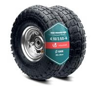 VOUNOT® Lot de 2 Roue Gonflable 3.5-4 Roue de Brouette 260x85mm avec Chambre à Air Alésage de 16 mm avec Roulements à Billes pour Diable Chariot et Remorque de Jardin