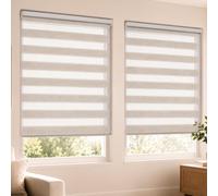 VOUNOT® Lot de 2 Store Enrouleur Jour Nuit 80x150 cm sans Perçage Lin | Tissu Double, Protection Solaire et Intimité, Montage avec/sans Perçage, pour Chambre Salon et Bureau