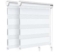 VOUNOT Lot de 2 Store Enrouleur Jour Nuit Tissu Double avec ou sans Perçage 100x150cm Protection de Votre Vie Privée Rideau pour Fenêtres et Portes Store Chambre Facile à Installer avec Clips Blanc