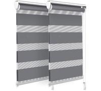 Vounot Lot De 2 Store Enrouleur Jour Nuit Tissu Double Avec Ou Sans Perçage 45X150Cm Protection De Votre Vie Privée Rideau Pour-A