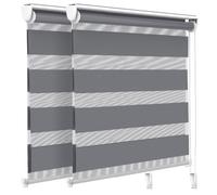 VOUNOT Lot de 2 Store Enrouleur Jour Nuit Tissu Double avec ou sans Perçage 100x150cm Protection de Votre Vie Privée Rideau pour Fenêtres et Portes Store Chambre Facile à Installer avec Clips Gris