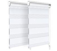 VOUNOT® Lot de 2 Stores enrouleurs jour/nuit zébrés - 50 x 150 cm - Blanc - Sans perçage ou avec