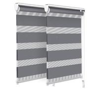 vounot Lot de 2 Store Enrouleur Jour Nuit Tissu Double avec ou sans Perçage 50x150cm Protection de Votre Vie Privée Rideau pour Fenêtres et Portes Store Chambre Facile à Installer avec Clips Gris