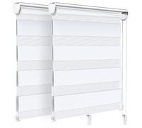 vounot Lot de 2 Store Enrouleur Jour Nuit Tissu Double avec ou sans Perçage 90x150cm Protection de Votre Vie Privée Rideau pour Fenêtres et Portes Store Chambre Facile à Installer avec Clips Blanc