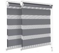 vounot Lot de 2 Store Enrouleur Jour Nuit Tissu Double avec ou sans Perçage 90x150cm Protection de Votre Vie Privée Rideau pour Fenêtres et Portes Store Chambre Facile à Installer avec Clips Gris