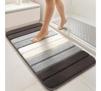 vounot® Lot de 2 Tapis de Bain Antidérapant Doux et Absorbant en Microfibre Dégradé Élégant Séchage Rapide Lavable en Machine pour Salle de Bain Douche Baignoire 60x90cm Gris