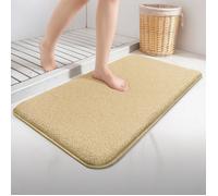 VOUNOT® Lot de 2 Tapis de bain antidérapant en microfibre 40x60cm beige - Ultra doux et absorbant - Lavable en machine
