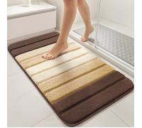 vounot® Lot de 2 Tapis de Bain Antidérapant Doux et Absorbant en Microfibre Dégradé Élégant Séchage Rapide Lavable en Machine pour Salle de Bain Douche Baignoire 50x80cm Beige