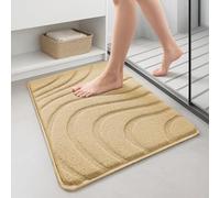 vounot® Lot de 2 Tapis de Bain Antidérapant Très Doux et Absorbant en Microfibre à Motif Ondulé Lavable Machine Séchage Rapide pour Salle de Bain Douche Baignoire 50x80cm Beige