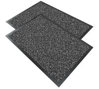 vounot® Lot de 2 Tapis de Porte Paillasson d'Entrée Intérieur et Extérieur Tapis d’entrée Imperméable Lavable Tapis Antidérapant et Anti-Poussière 40x60cm Anthracite Foncé