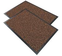 VOUNOT® Lot de 2 Tapis de Porte Paillasson d'Entrée Intérieur et Extérieur Tapis d’entrée Imperméable Lavable Tapis Antidérapant et Anti-Poussière 40x60cm Marron Foncé