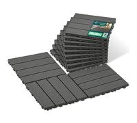 VOUNOT® Lot de 22 Dalles clipsables extérieur 30x30 cm - Caillebotis de terrasse antidérapant et drainant - Plastique - Anthracite
